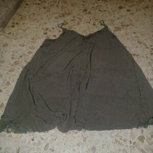 Rue + Women's Long Cami 1X Grayish Green Lace